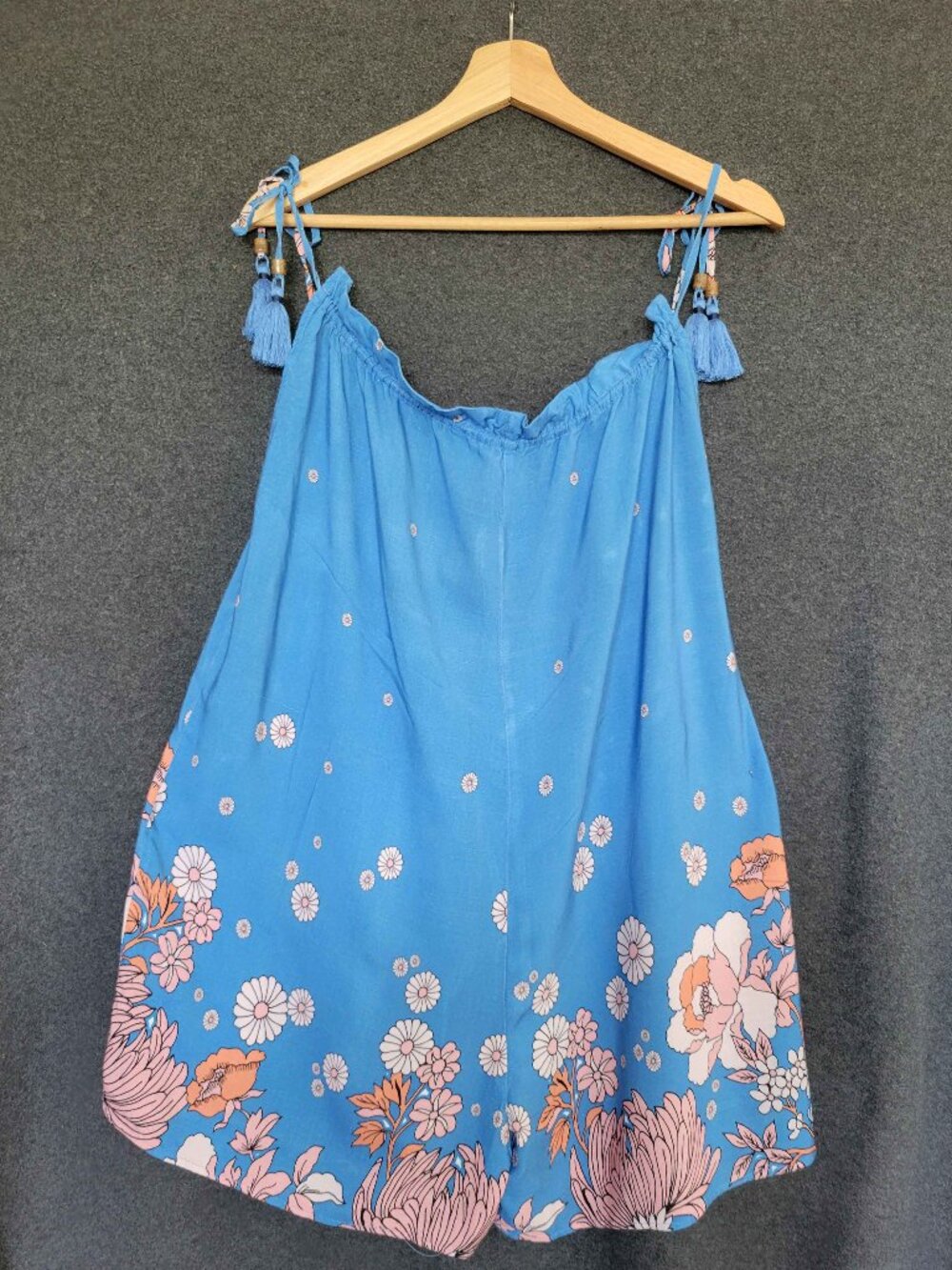 Maaji Blue Floral Relax Fit  Cover Up Romper Womens M